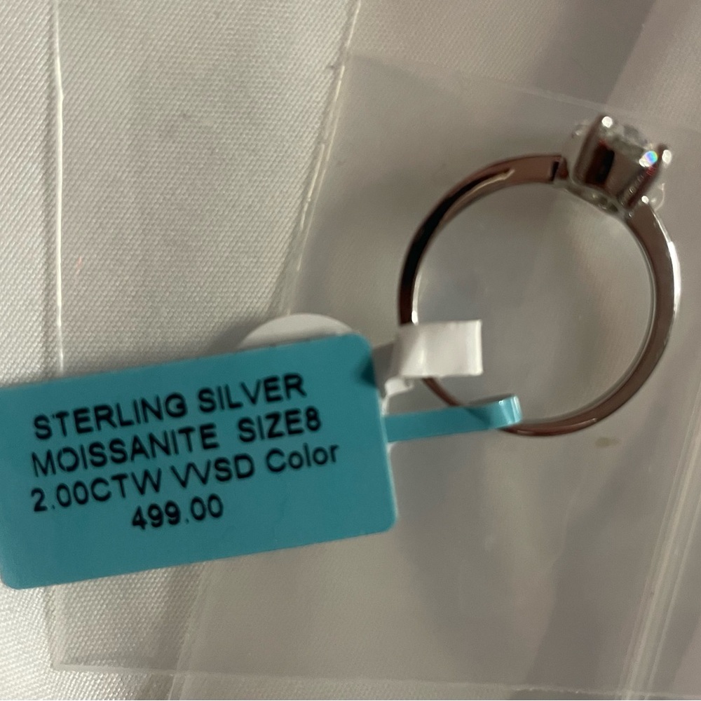 Sterling Silver Moissanite Ring Size 8